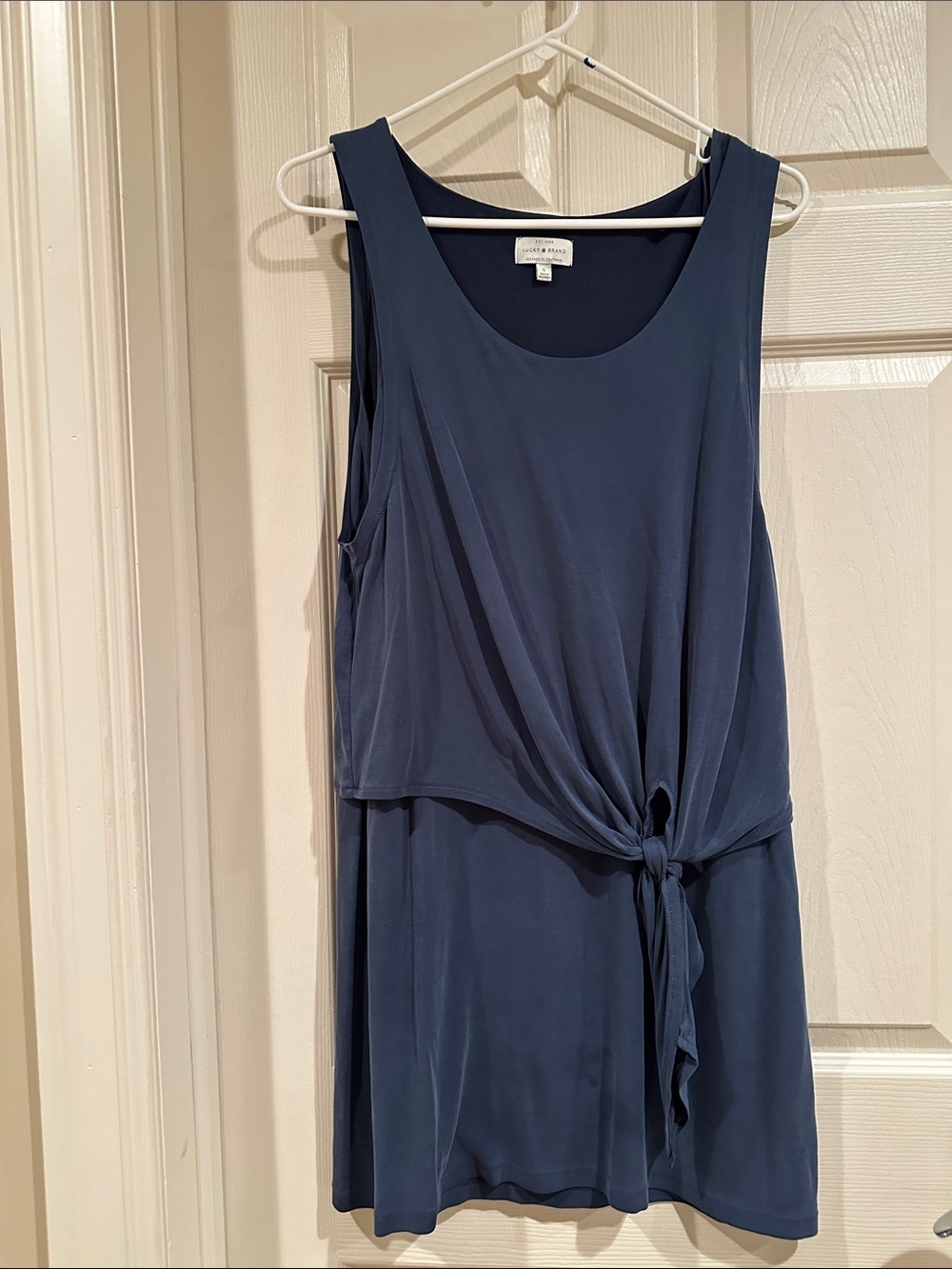 Lucky Brand Navy Sleeveless Midi Dress with Front Knot